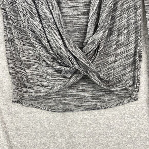 Maurices Blouse Womens Medium Gray Hoodie Twisted Open Front Long Sleeve - Picture 4 of 9